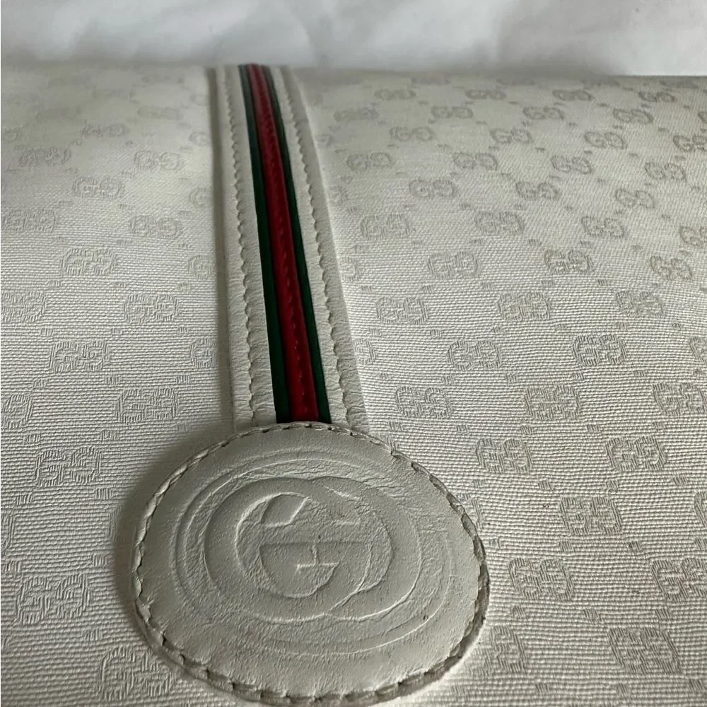Gucci white gg canvas and leather crossbody bag